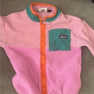Patagonia Kids Pink Fleece with Orange and Teal Accents